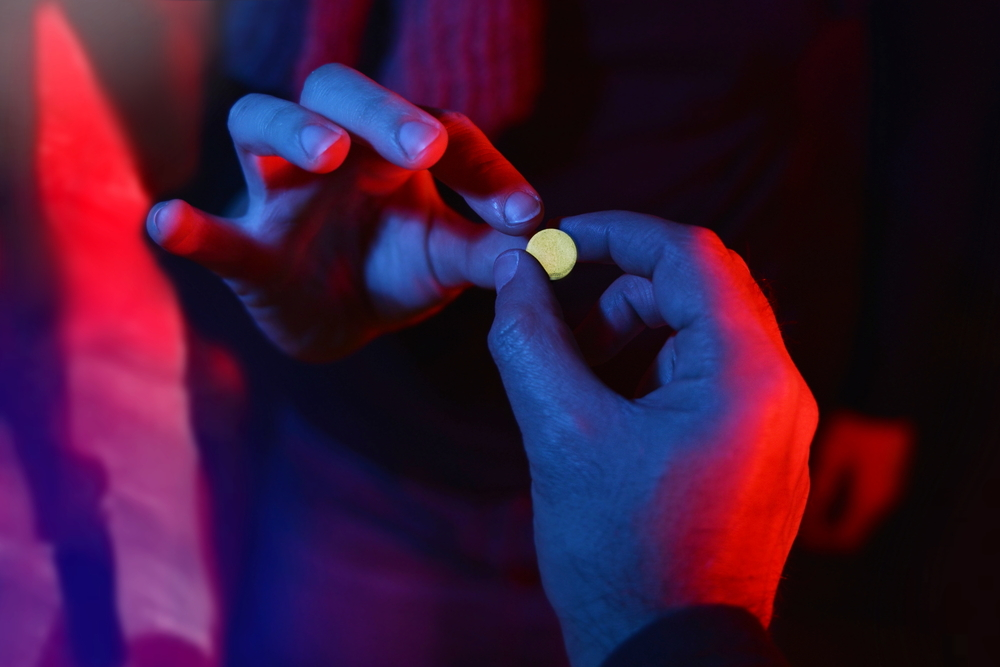 Also known as ecstasy or XTC, MDMA (3,4 Methylenedioxy-Methamphetamine) is a psychotropic substance that can act as a stimulant and psychedelic, used in party settings where the goal is to stay awake, dance, and socialize.
