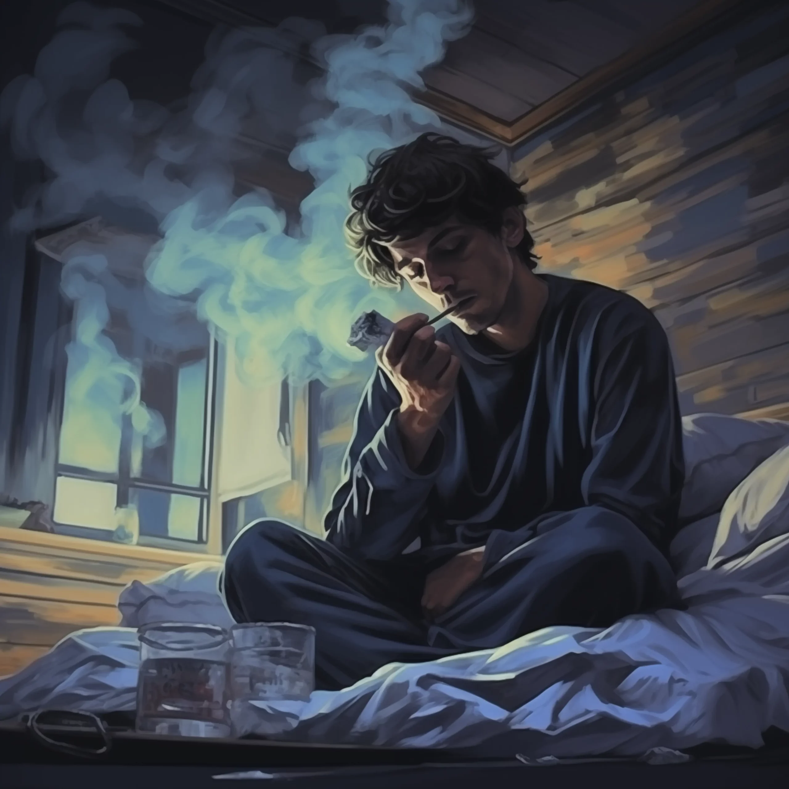 young man smoking meth